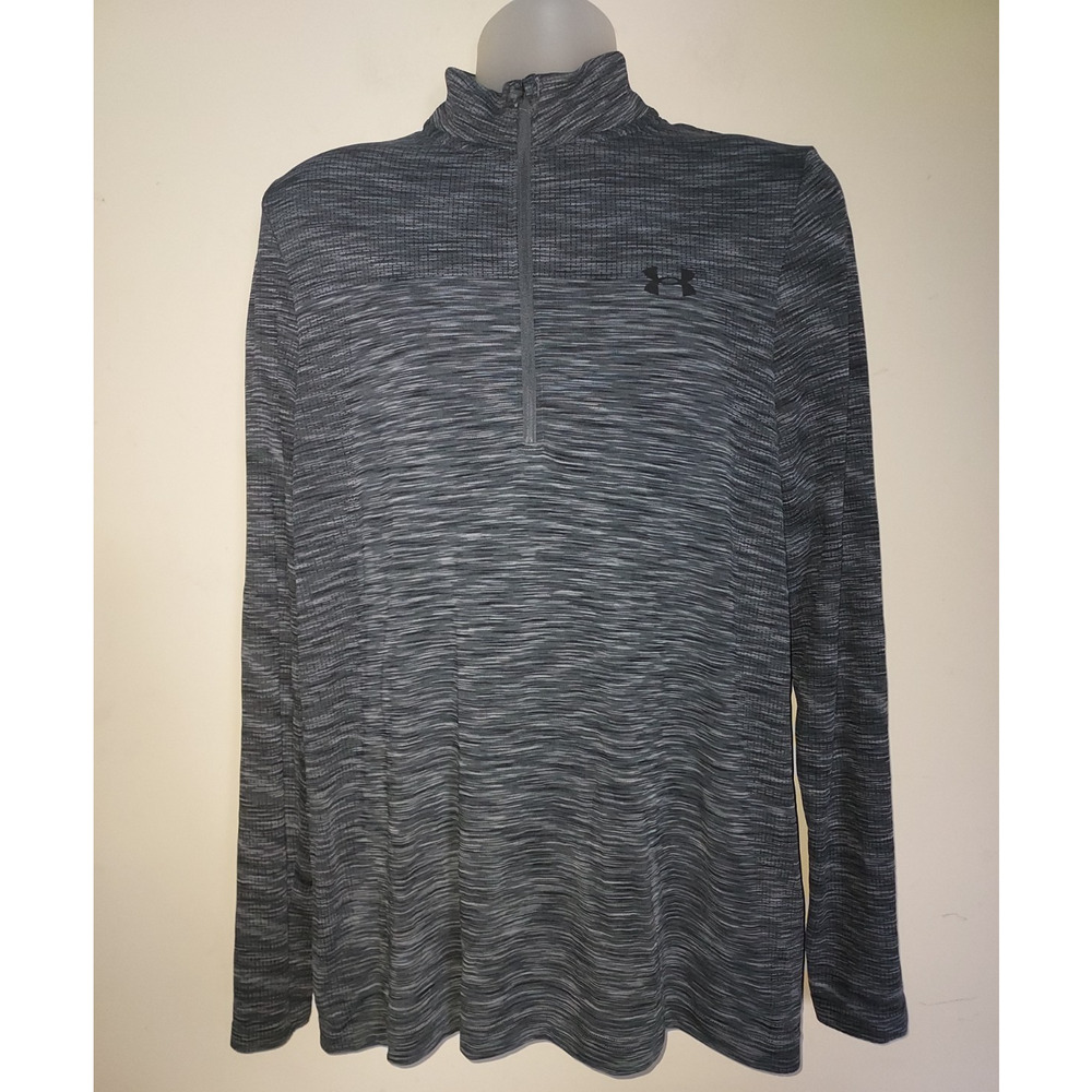 Under Armour Men's Pullover Large 1/2 Zip UA Seamless Long Sleeve Shirt Black